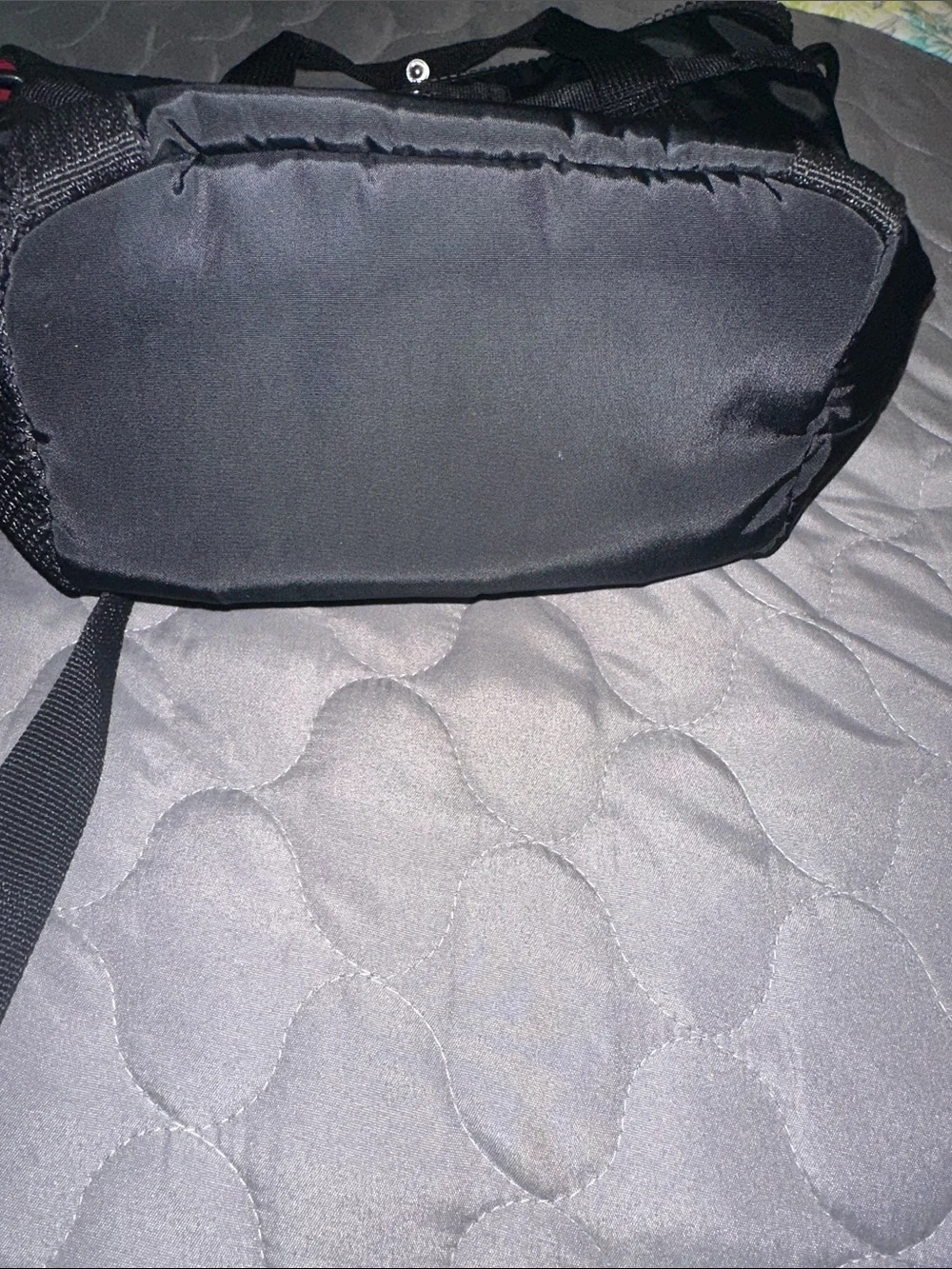 Jordan Black Nylon Messenger Tote with Red Accent